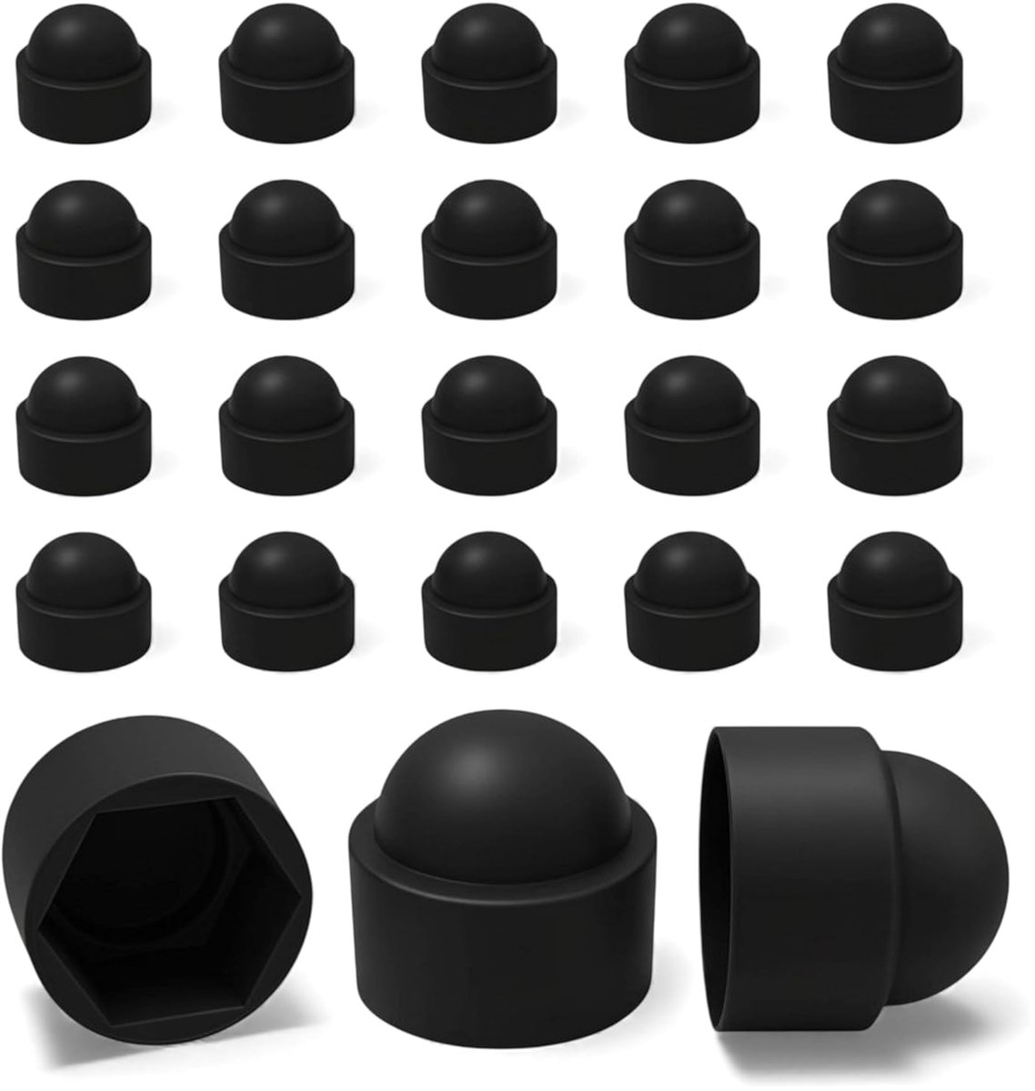 ajile - 20 stuks - Opklikbare koepelmoer Bolt Cap, beschermhoes voor M8, 13 mm moer - zwart kunststof - FAH113