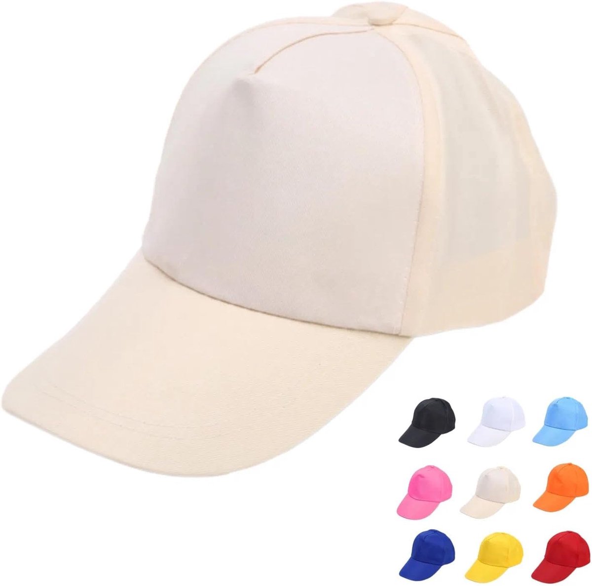 Honkbalpetten, beige, puur katoen, doe-het-zelf graffitipet, baseballcaps, met verstelbare gesp, voor kunstfeesten, mannen en ouders en kinderen, interactie gebruikt