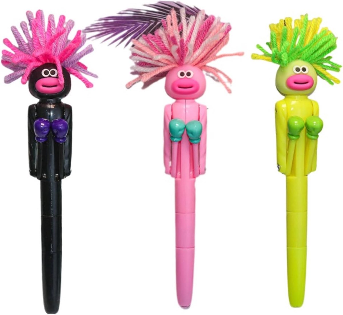 3 stuks boksstiften met grappige karakters, stressvermindering, penn, grappig, grappengeschenken, schrijfwaren, interactieve pennen, eerste schoolgeschenken (1)