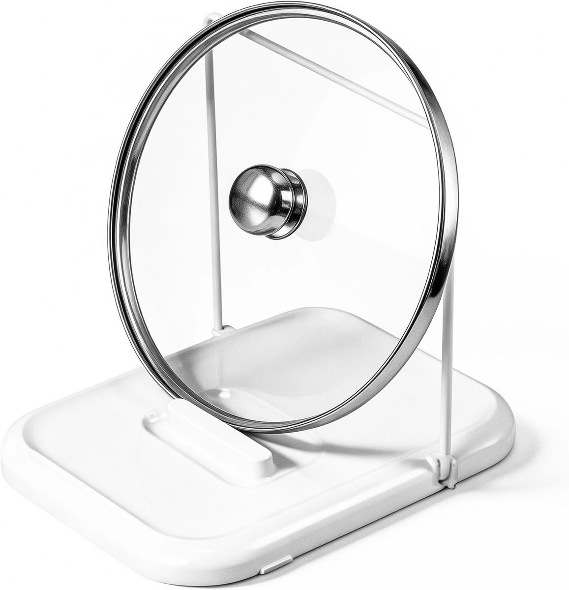 dekselorganizer keuken, dekselhouder met antislipvoetjes, voor potdeksels met een diameter van 16-34 cm (wit)