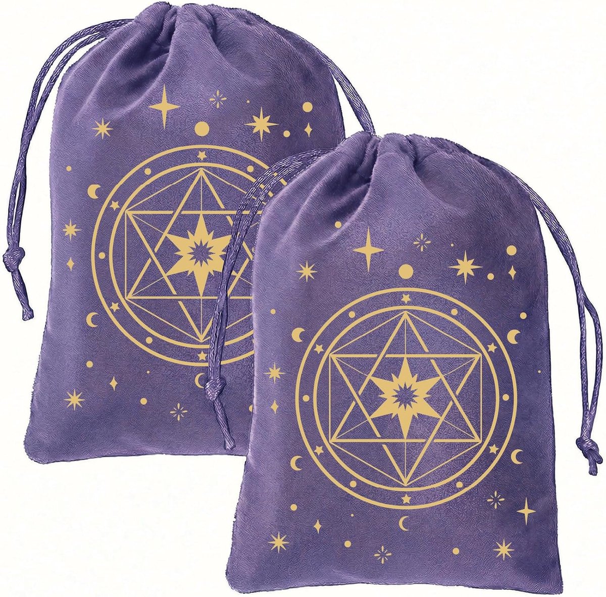 2 Stks Ster Paars Fluwelen Opbergtas Tarot Kaarten Tassen Trekkoorden Zakken Dobbelstenen Deck Houder Tarot Zakjes Sieraden Wrap Tas voor Kristallen Hekserij Waarzeggerij Benodigdheden