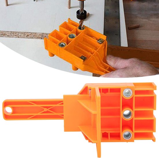 deuvelgatboorgeleider, 6 8 10 mm deuvelmal Handheld zelfcentrerende zakgatmal Gereedschap voor rechte gaten Werken Houtbewerking Boren Markering(Oranje) — afbeelding 2