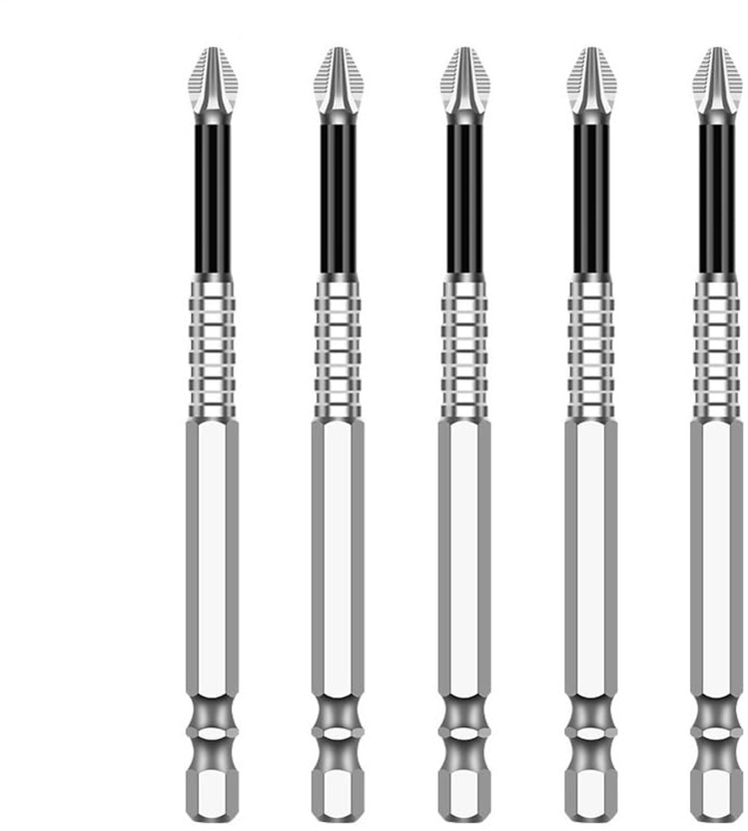 Magnetische Schroevendraaier Boorbits Set K5 Slagvast Niet-Slip Kruisbits Anti-Slip Magnetische Elektrische Schroevendraaier Set (5, 90MM)