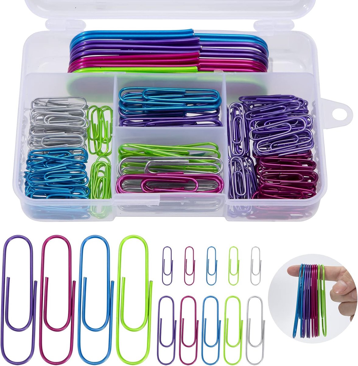 stationaire set, 5 kleuren, klein, middelgroot, paperclips, 28 mm, 50 mm, 100 mm, voor papieren, school, kantooraccessoires, 250 stuks