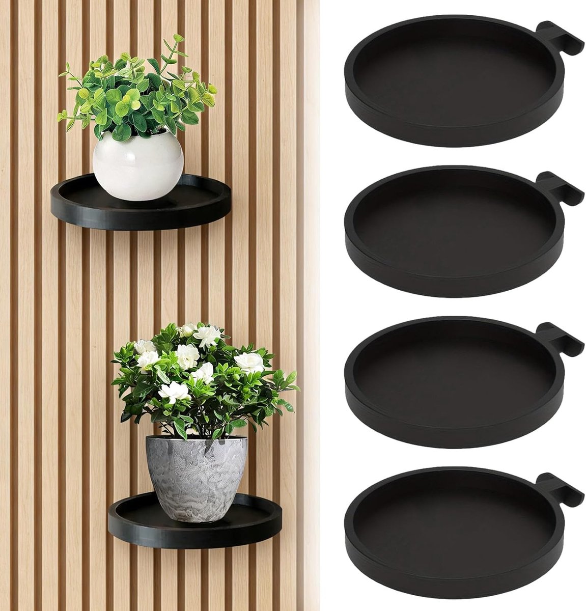 paneelrek, 4 stuks, plantenstandaard 13 x 11,5 cm, planken voor akoestische platen, plantenbakken, geen boren nodig, voor bloemen voor huis, tuin en balkon