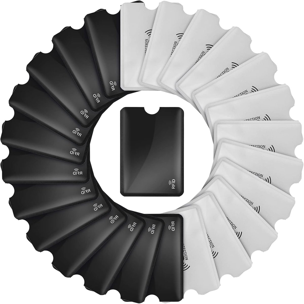RFID-blokkerende hoezen, 24 stuks identiteitskaart hoezen set kaarthouder RFID-kaarthouders voor vrouwen mannen, Zwart, 3.6 x 2.5 inch/9.1 x 6.3 cm, Minimalistisch