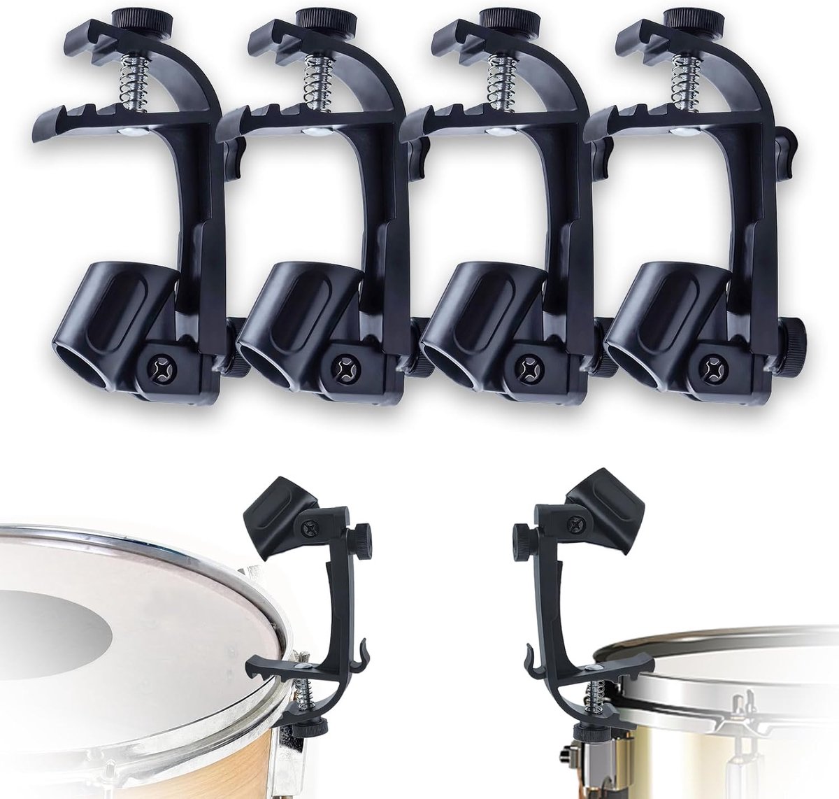 4 Stuks Drum Microfoonklemmen Set, Schokbestendige Houder Microfoonhouder Universele Klem voor 18-28mm Microfoons, Verstelbare Muziekinstrumenten Schokbestendige Accessoire voor drumstandaard
