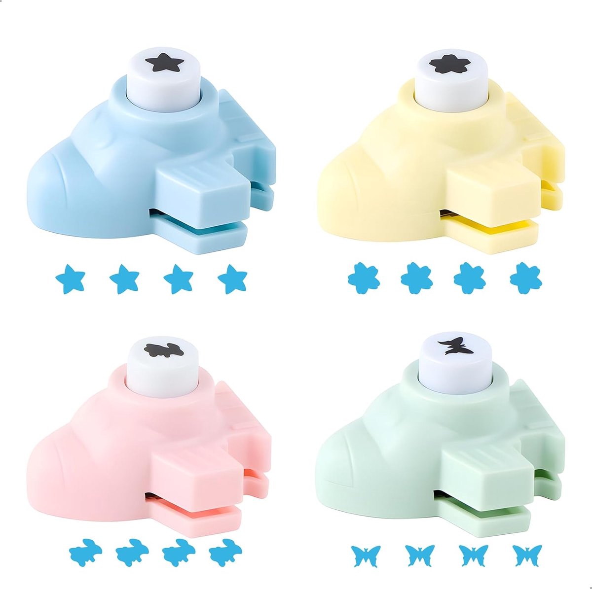 4 stuks stansmachine voor papier in vliegtuigvorm, decoratieve perforator met een verscheidenheid aan patronen, perforator voor papier, geschikt voor knutselen, scrapbooking, fotoalbum en kaarten