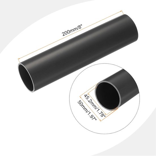 Pvc-buis, diameter 45,2 mm, lengte 200 mm, ronde kunststof buis voor tuin, aquarium, waterleiding, kabelgoot, ventilatiebuis (lichtgrijs) — afbeelding 5