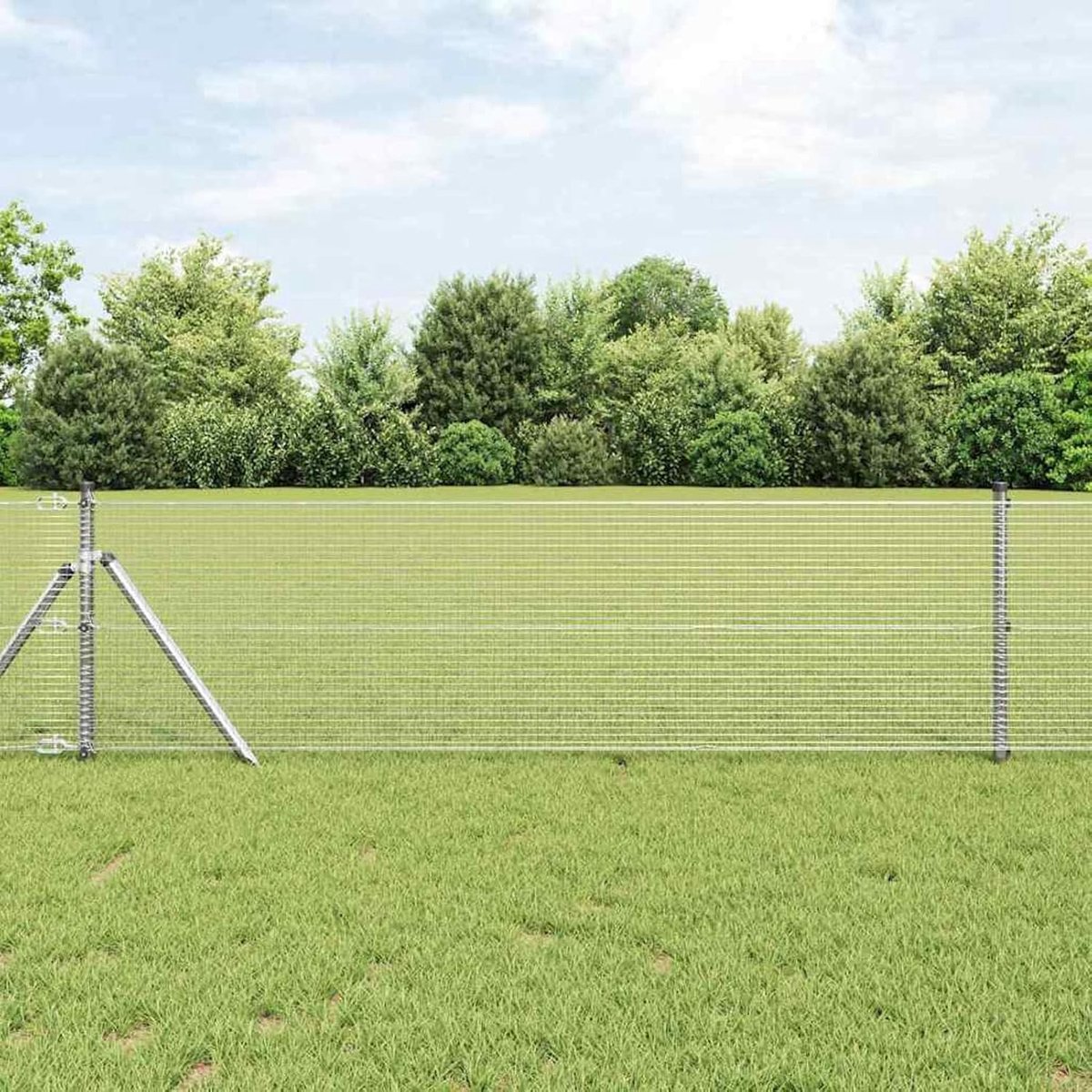 Gelaste draadomheining 0,8 x 100 m gegalvaniseerd staal, hekstangen gaashek draadomheining tuinhek voor binnenplaats kippenhok wilgenhek 42004994
