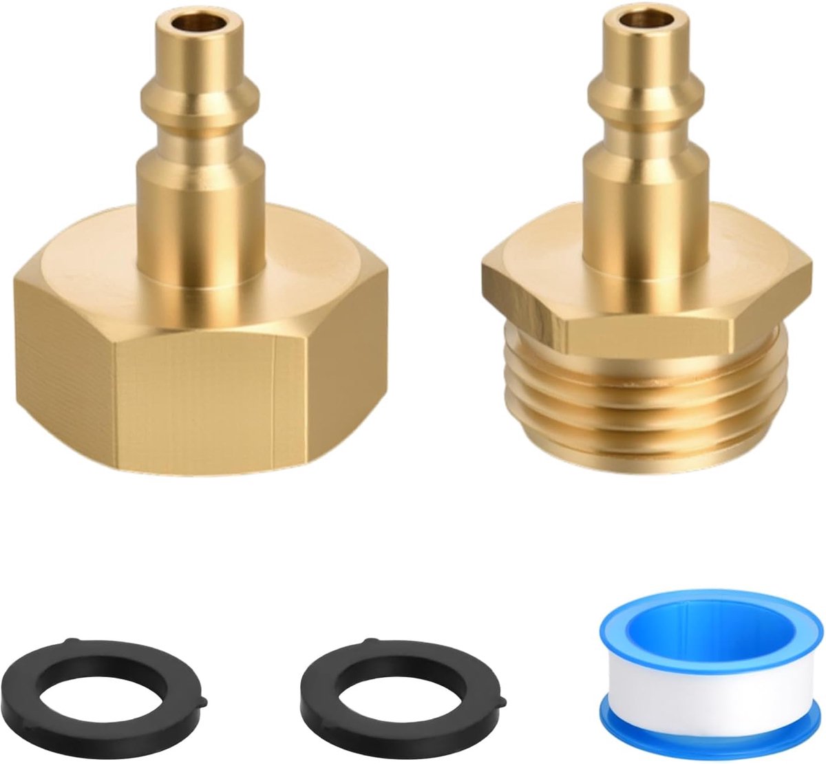 Messing Winterize RV Blow Out Adapter 1/4 "Luchtcompressor Quick Connect Plug naar 3/4" GHT Tuinslang Fitting voor RV Camper Sprinkler Systeem Boot Winterization Messing Sprinkler Blowout