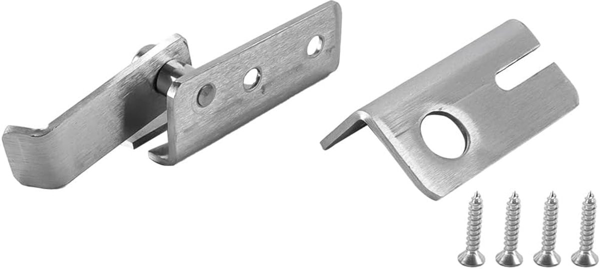 RVS slotbout met schroeven Veiligheidsslot grendel open gelaten (Zilver, 50 x 62 x 19,5 mm)