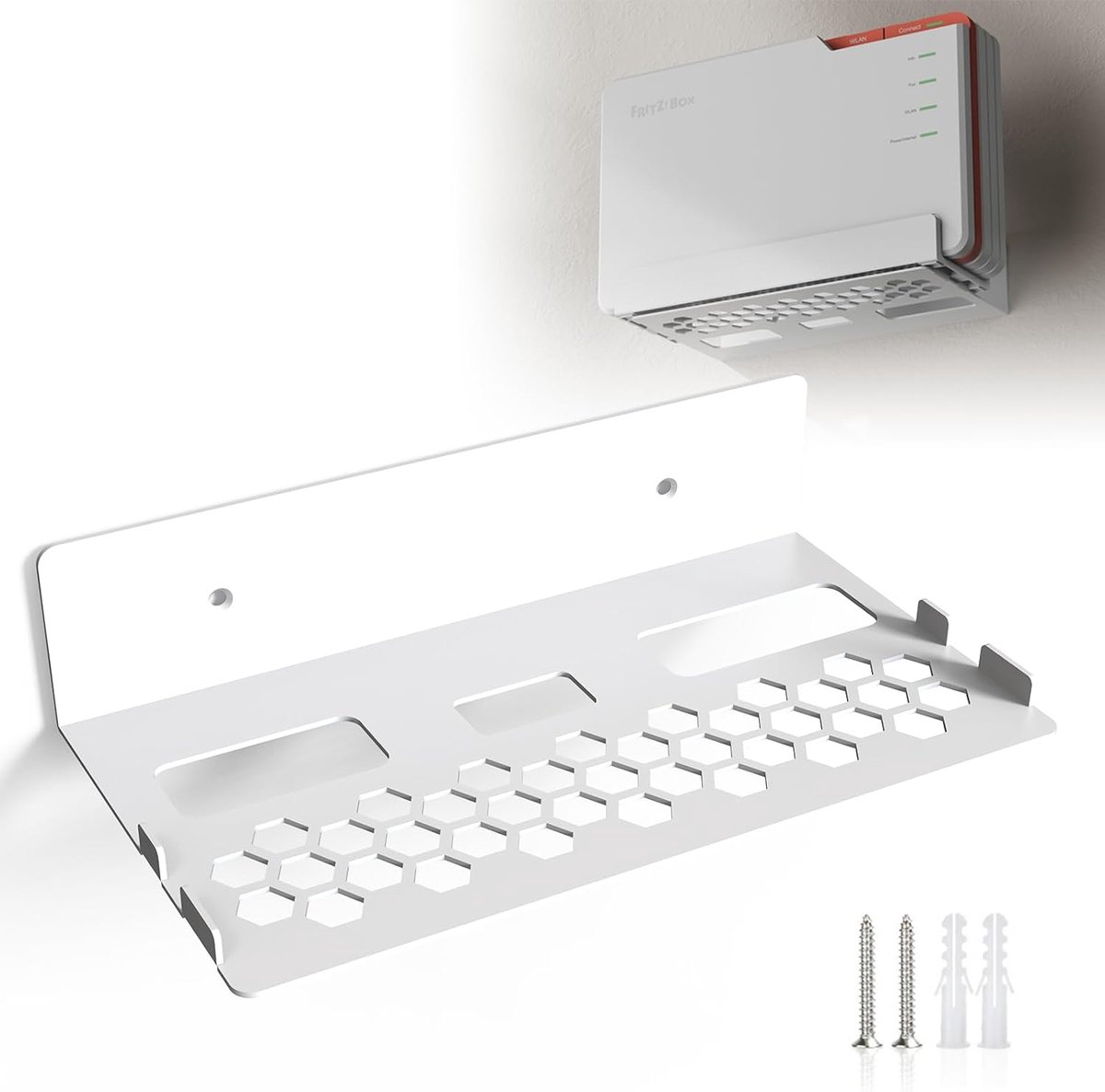 wandhouder, compatibel met AVM Fritz!Box 5690 Pro, robuuste houder met geïntegreerd kabelmanagement en efficiënte warmteafvoer, ruimtebesparend en stabiel voor thuis en op kantoor