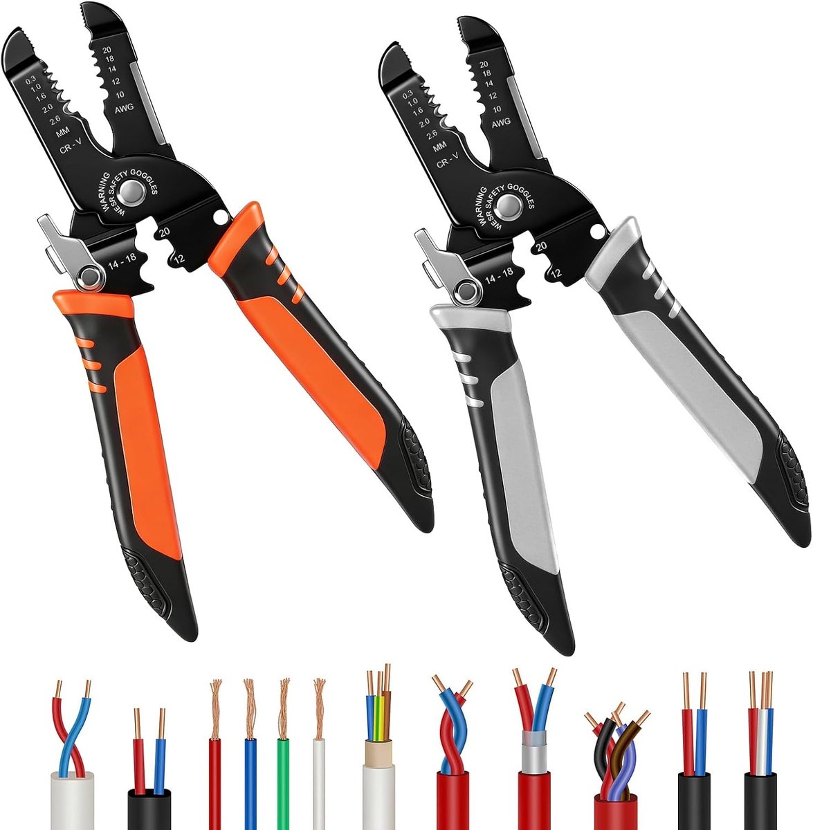 snijgereedschap, 2 stuks, draadstriptang, multifunctioneel handgereedschap voor strippen, snijden, krimpen, striptang