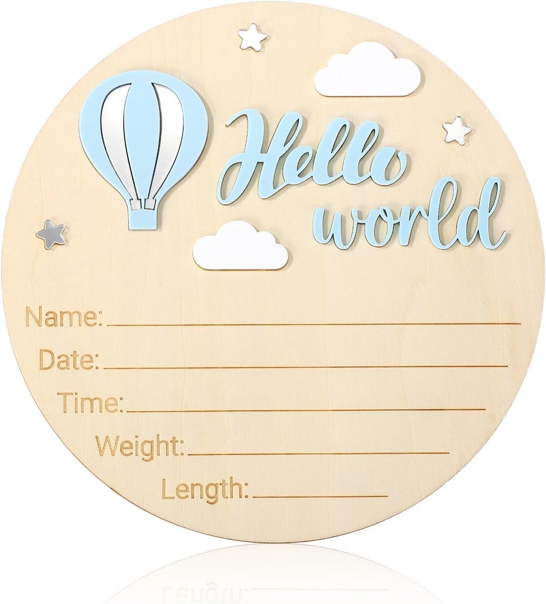 SnelShoppen - Houten Baby Aankondigingsbord, Hello World Newborn Sign voor Jongens en Meisjes, Welkom Baby Bij Aankomst, Ziekenhuis Kamer Decoratie, F