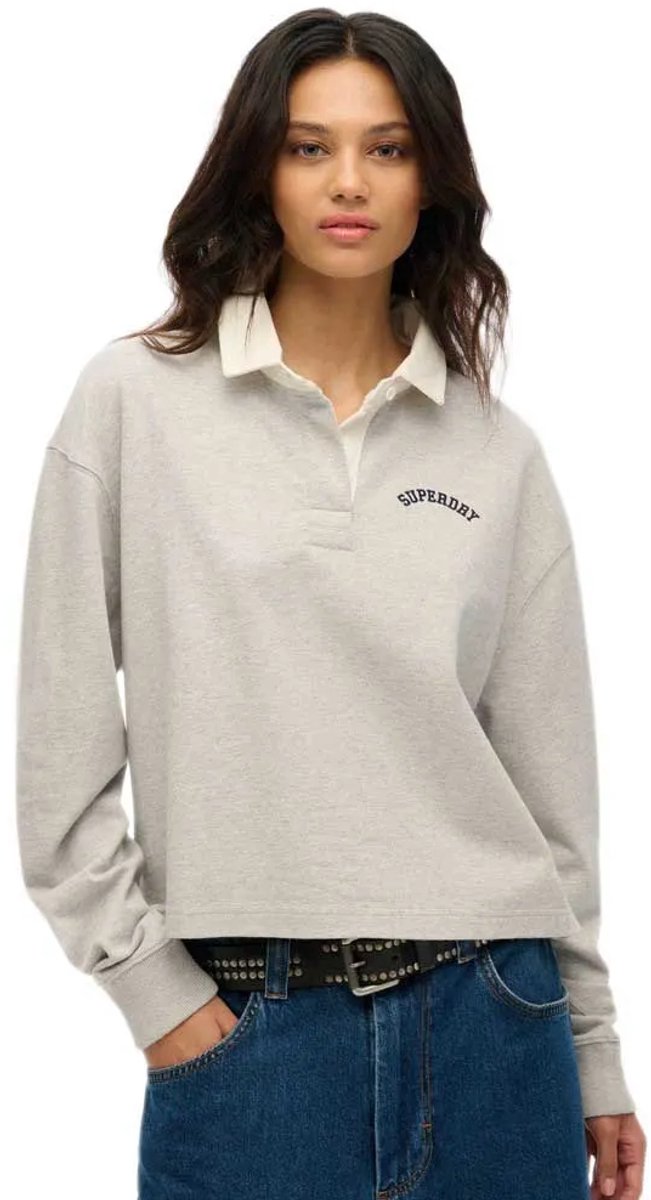 Superdry Athletic Essentials Grafisch Rugbyshirt Dames Lange mouwen shirts Grijs