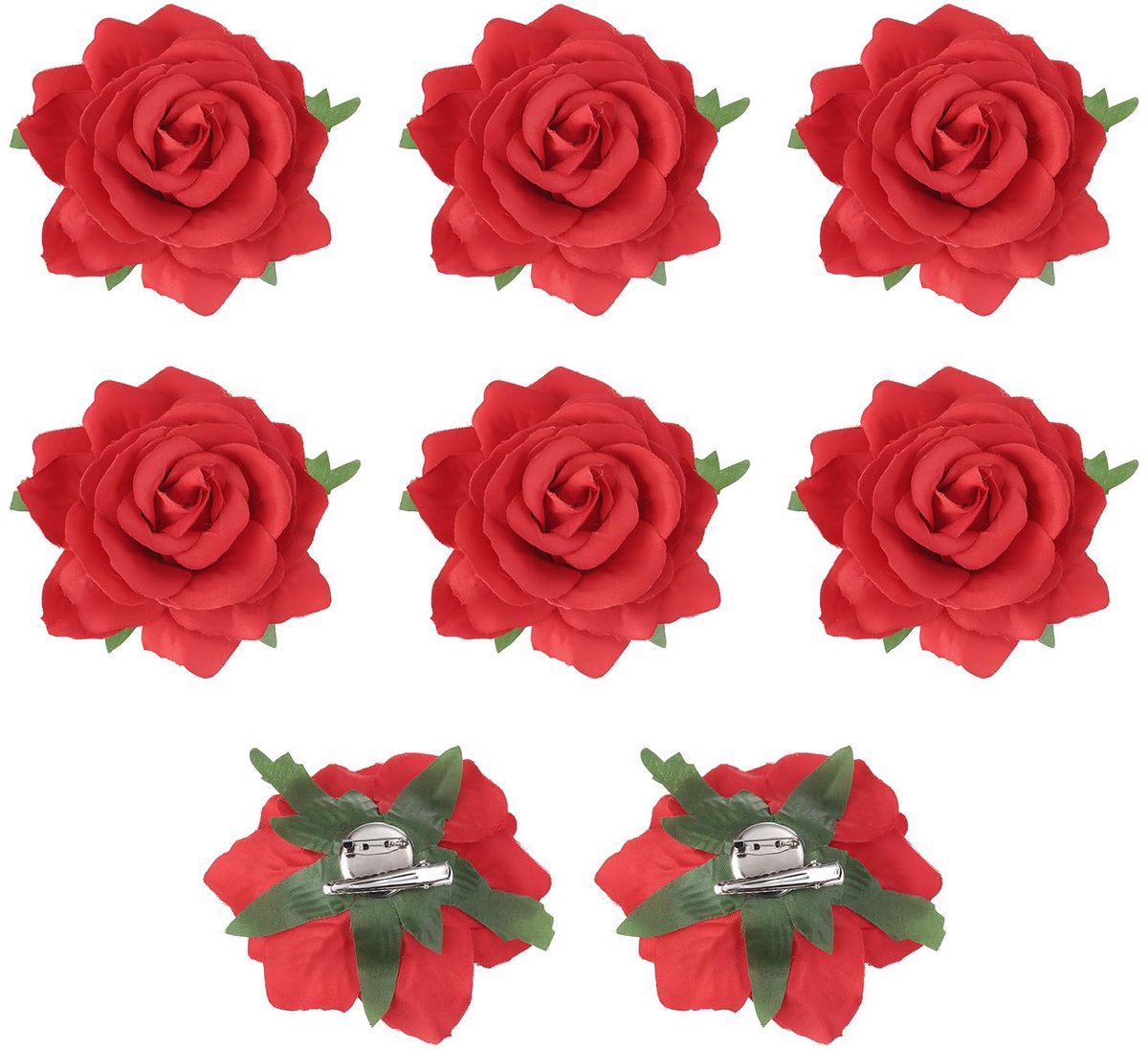 Haarspelden met rozenbloesem, haarspelden met bloem, 10 cm, bloemenbroche voor dames, haarsieraden, rood