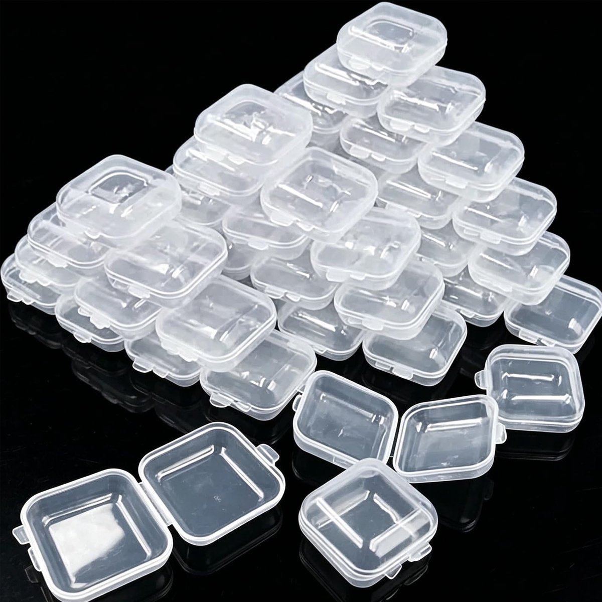 36 Stuks Rechthoekige Doorzichtige Plastic Container, Mini Doorzichtige Plastic Opbergcontainers, Transparant met een Deksel Dat kan Worden Neergeklapt, Gelden voor Kleine Kralen(Transparant)