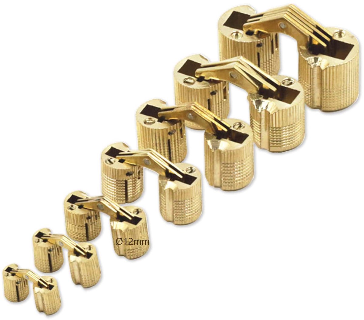 Scharnier 12mm voor Kastdeur Paneelverbinding Kleine Doos DIY Messing Mat Verborgen Scharnieren 180 Graden Openingshoek Pak van 8 stuks