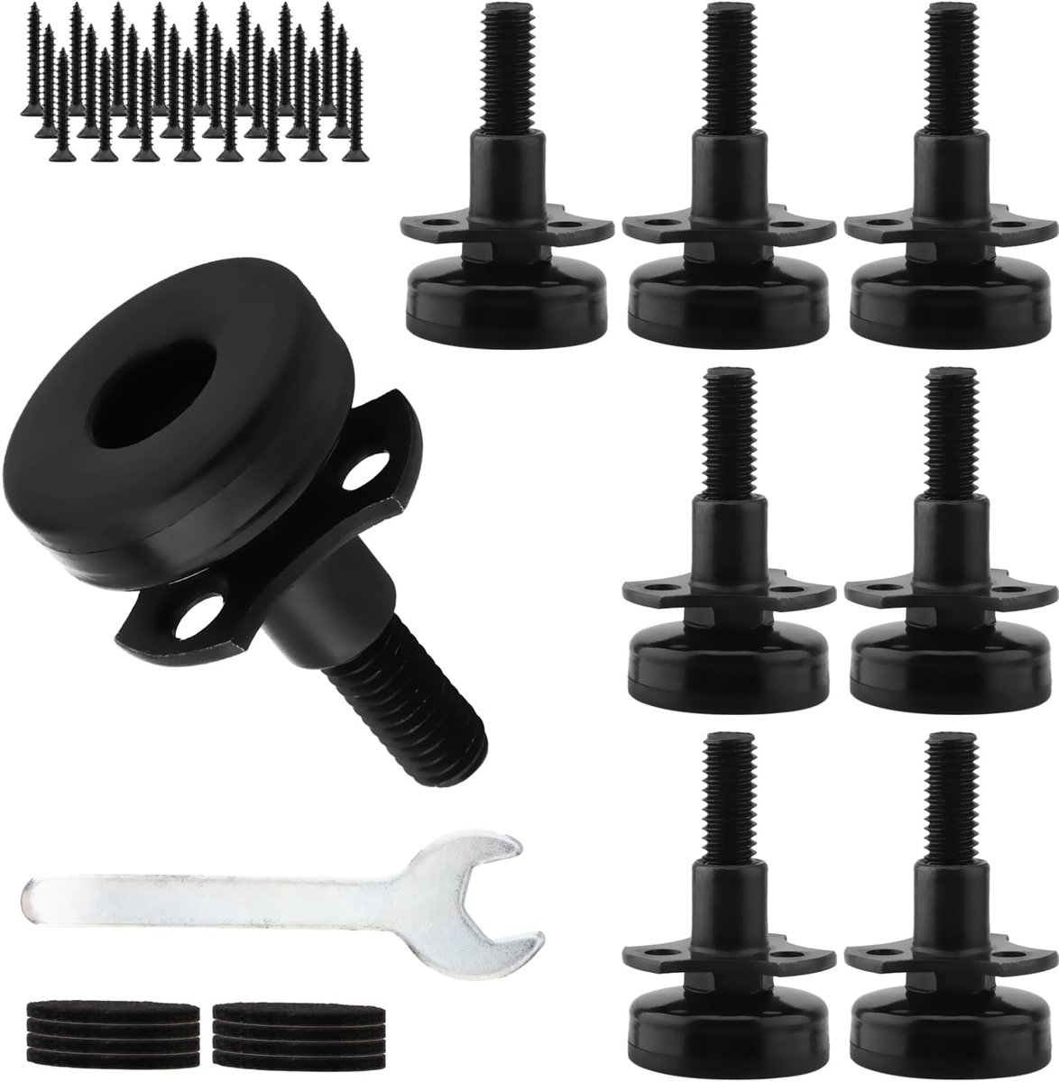 8 stks Verstelbare 3/8-16 Draad T-Moeren Kit Meubels Leveler Tafelvoeten voor Bank/Kasten/Tafels met 24 stks Schroeven, 8 stks Vilt Pads, Kleine Moer, Heavy Duty Meubels Been Leveler