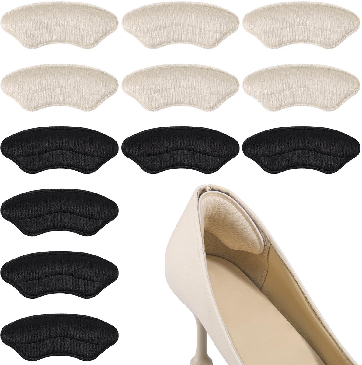 6 paar hielkussens, antislip zelfklevende hielbescherming sneaker reparatiepatch hielpads voor de meeste types (zwart & huidskleur)