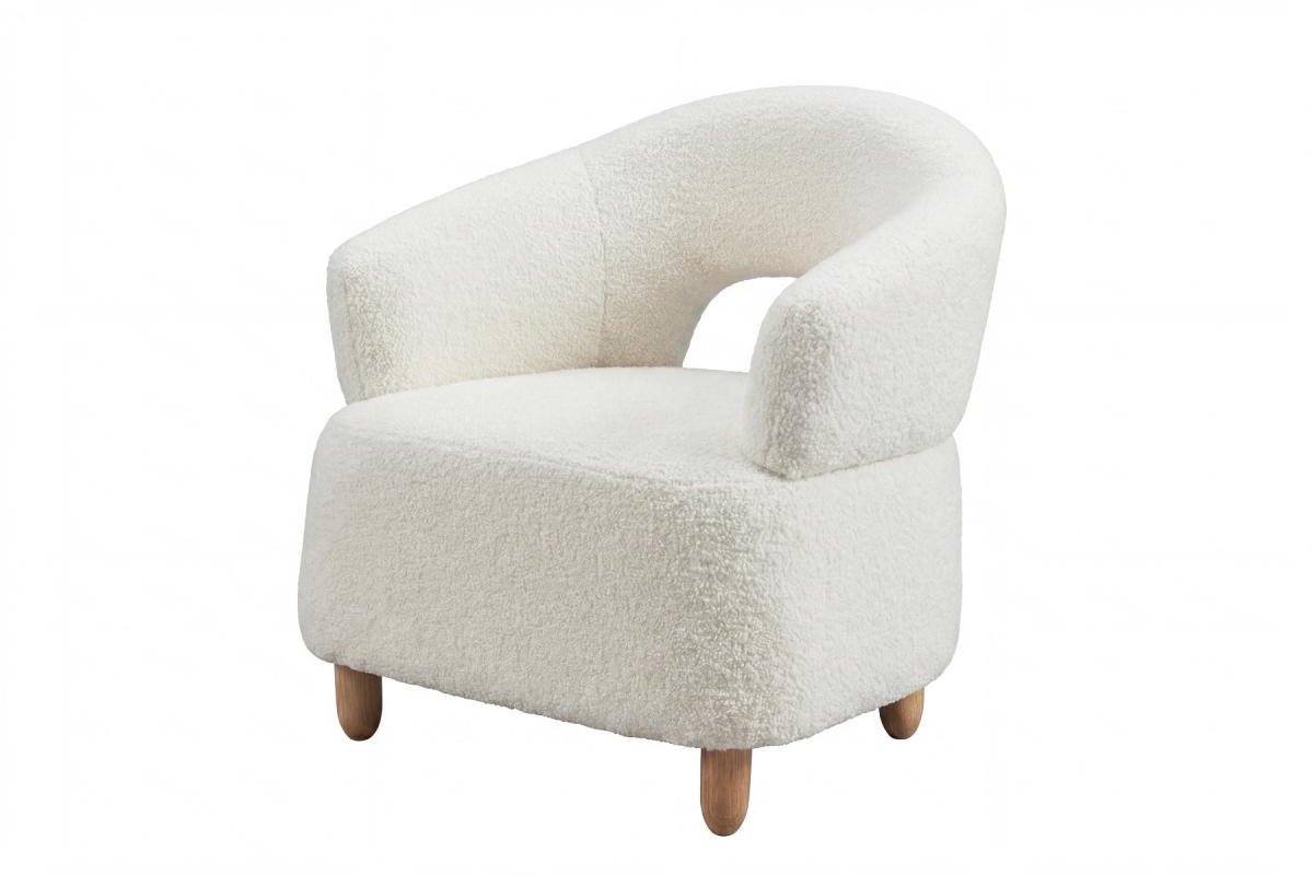 Svea - Brent fauteuil bouclé - naturel/wit