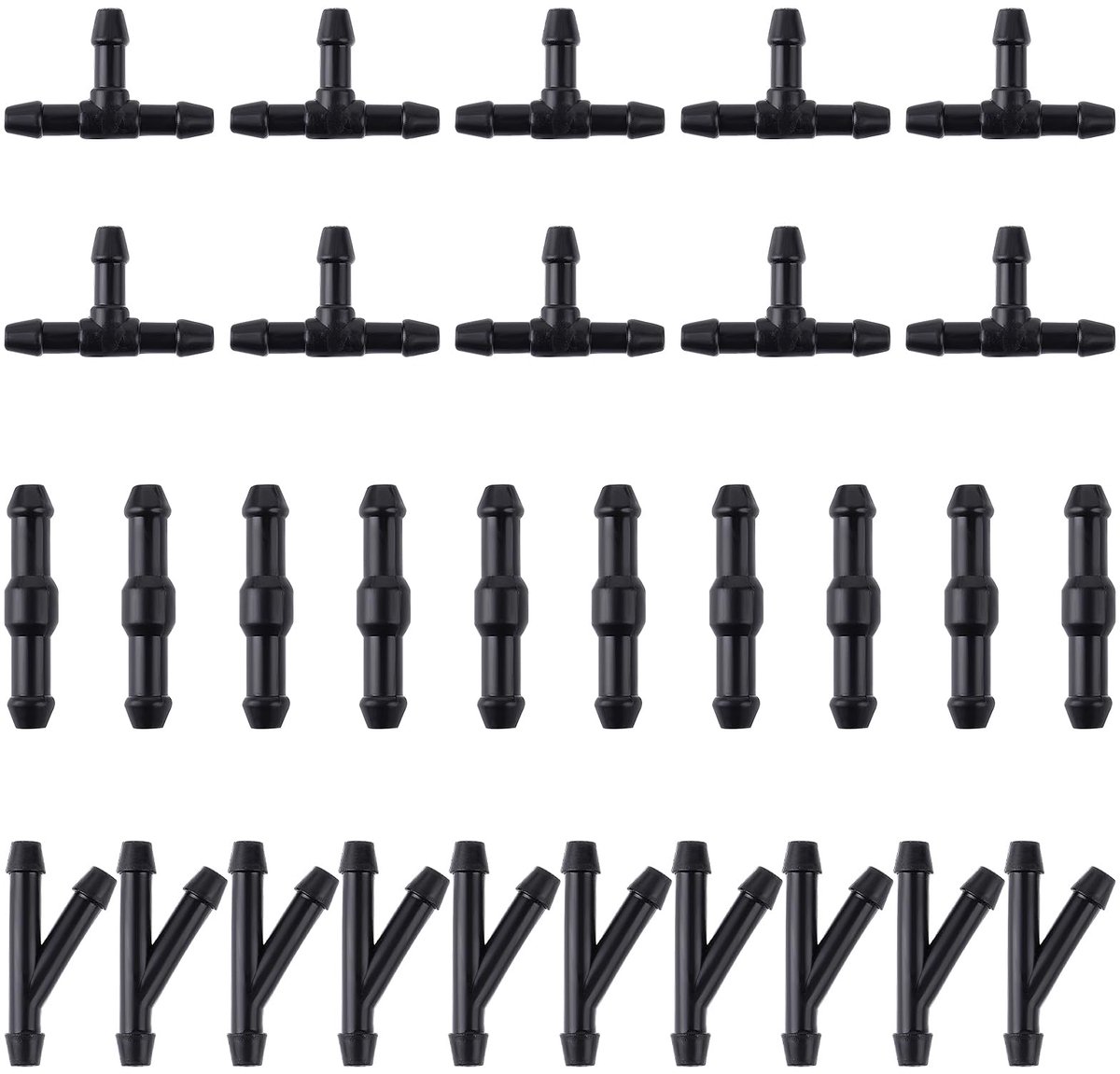 Ruitensproeier slangverbinder, 30 stuks 2-weg + 3-weg I/T/Y 3 type waterwasslang adapter auto ruitenwisser slang set buisverbinder voor universele autowassproeiers