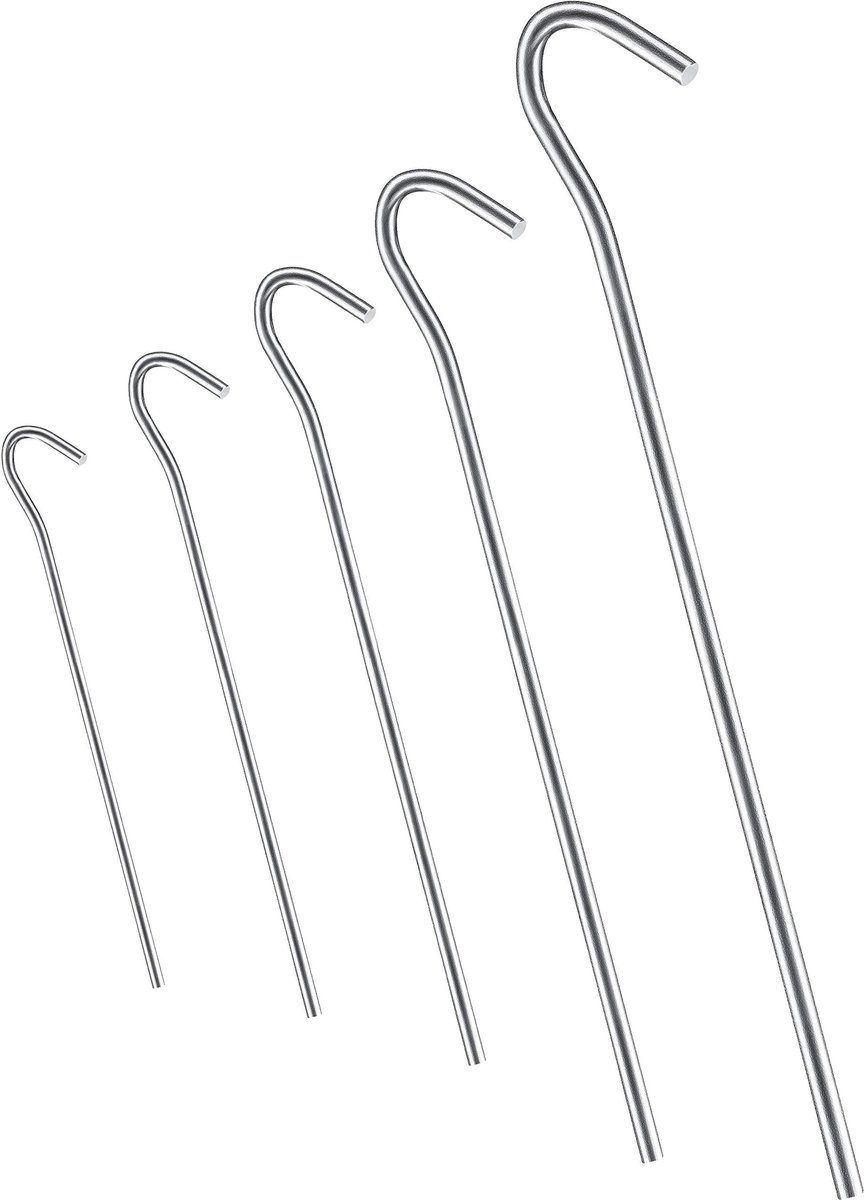 Tentharingen Set - Grondharingen Ankers - Tent Bevestigen - Anti-Roest Staal - 230 mm Lengte - Zilverkleurig