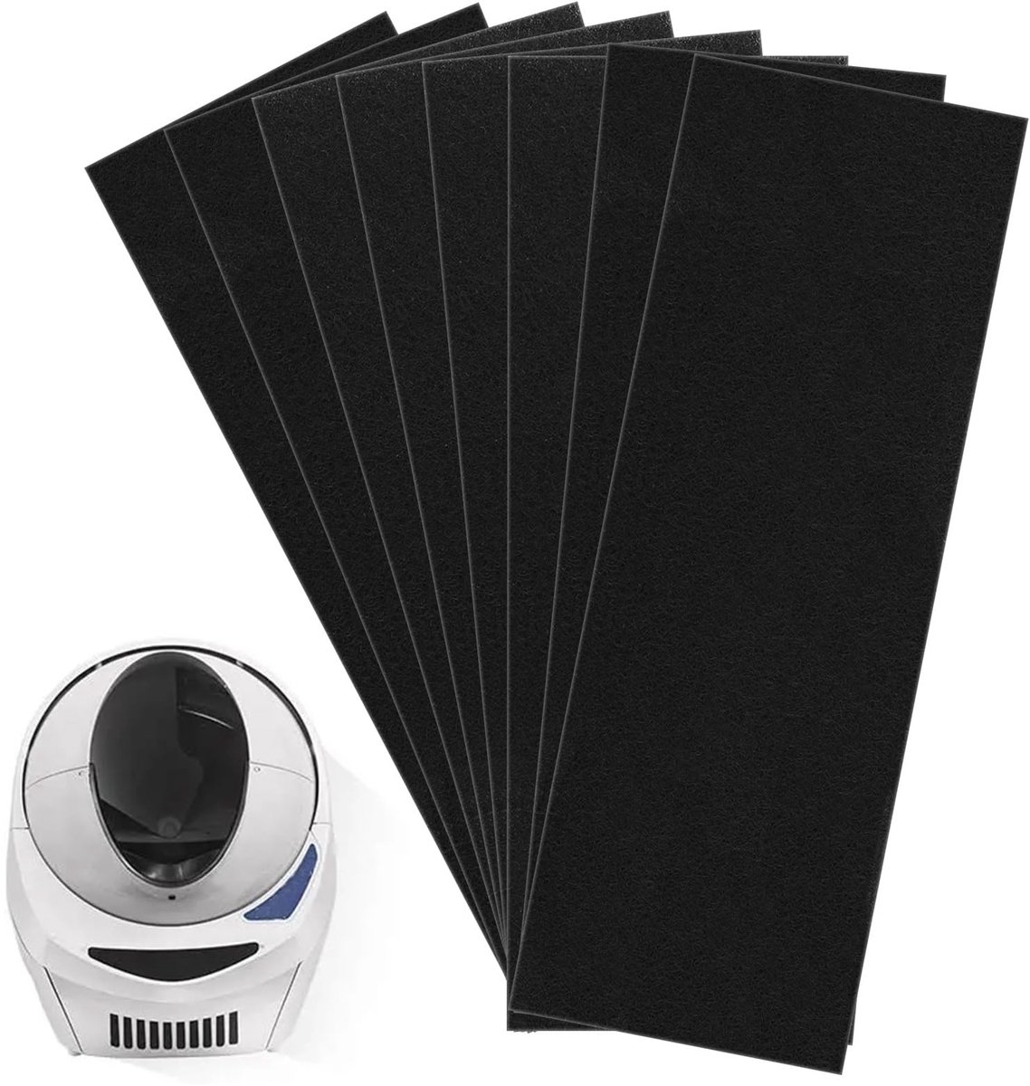 8 stuks koolstoffilter, 25 x 9 cm, actieve koolfilter voor kattenbakvulling, actieve koolfilter voor keukens en vuilnisbakken, zonder geur
