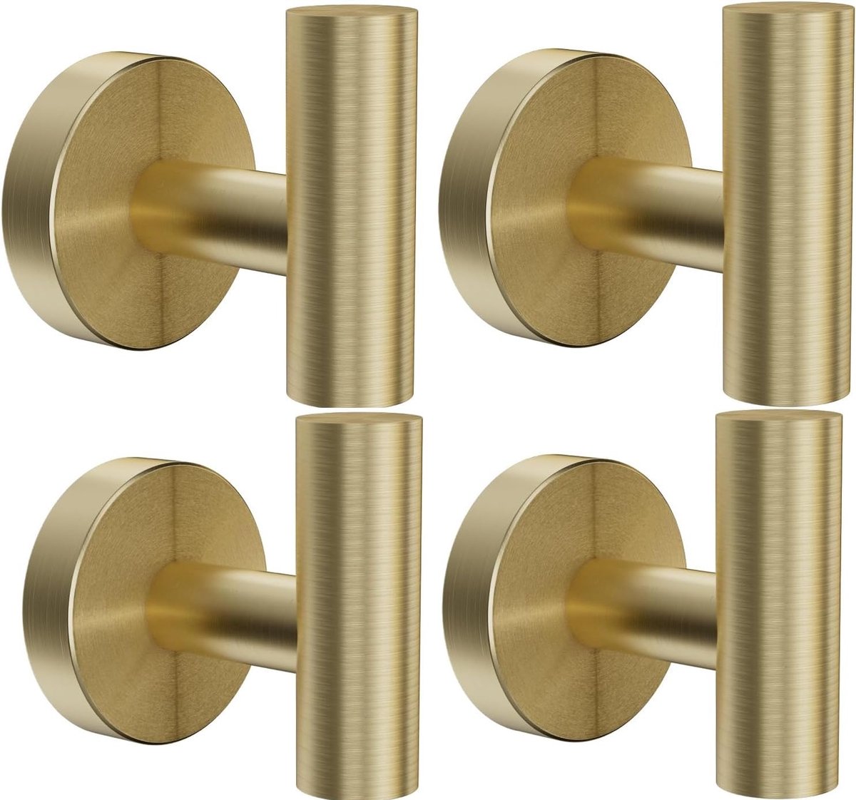 Thijox - 4 stuks Roestvrijstalen Handdoekhaken SUS 304, Wandkapstok met Schroefaccessoires voor Keuken en Badkamer, Goud, Hoog Draagvermogen 5 kg, Ver