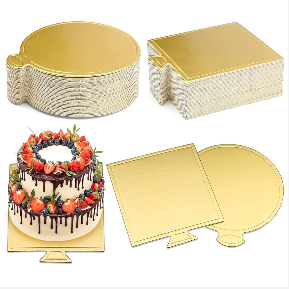 Ronde en vierkante wegwerp cakeplaten voor desserts - 60 stuks - Ideaal voor feesten en evenementen