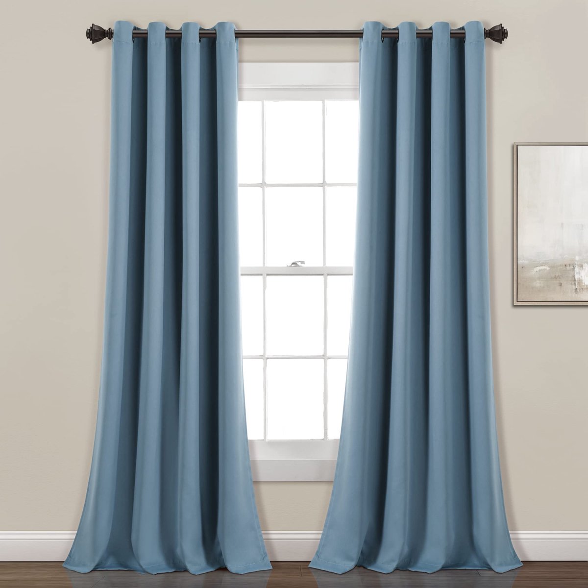 Decor Geïsoleerde doorvoertule verduisterende raamgordijn paneel paar, 84" lang x 52" breed, stoffig blauw