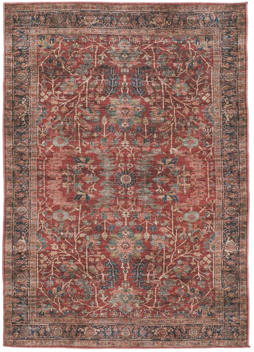 Vloerkleed, Oosterse, 120 x 180 cm, Rechthoekig, Laagpolig, Woonkamer, Slaapkamer, Keuken, Machinewas, Rood