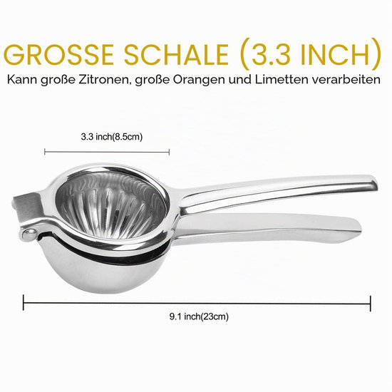 Heavy-Duty Roestvrijstalen Citroenpers - Grote Stevige Handmatige Citrus Juicer voor Effectieve Juicing van Fruit citruspers — afbeelding 3