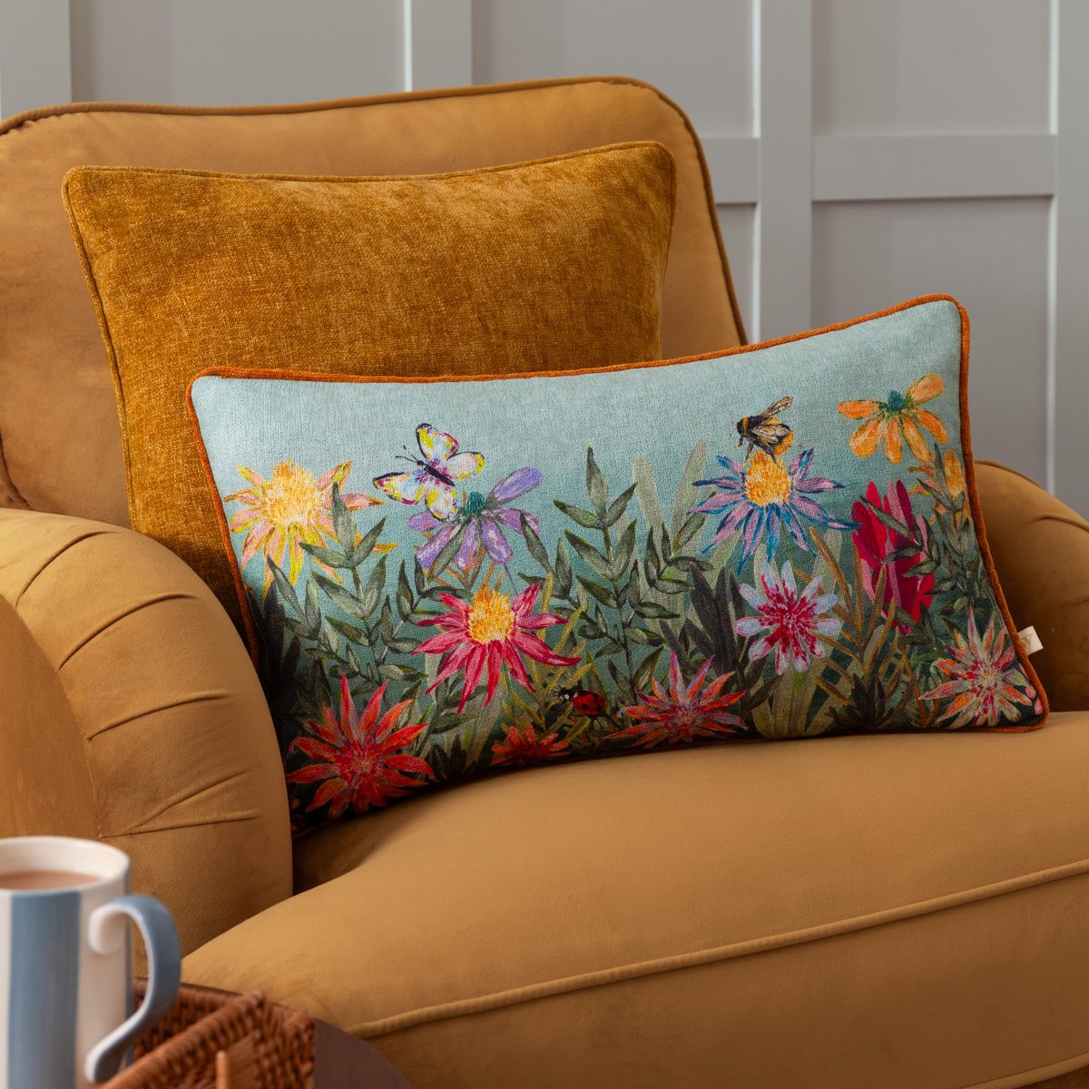Nature Country Wilds Bloesem Weide Bedrukte Kussenhoes - Hemelsblauw - 30x50cm