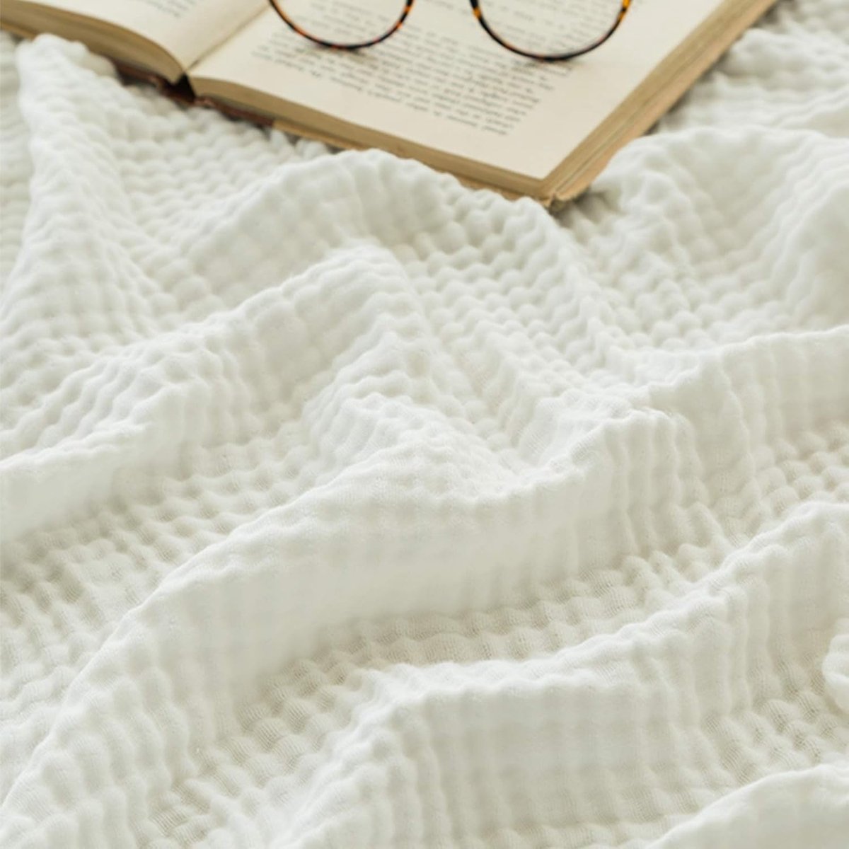 Katoenen deken Twin XL voor bed zachte mousseline dekens 167,6 x 228,6 cm lichtgewicht ademend gelaagdheid sprei sprei sprei alle seizoenen gaas, wit