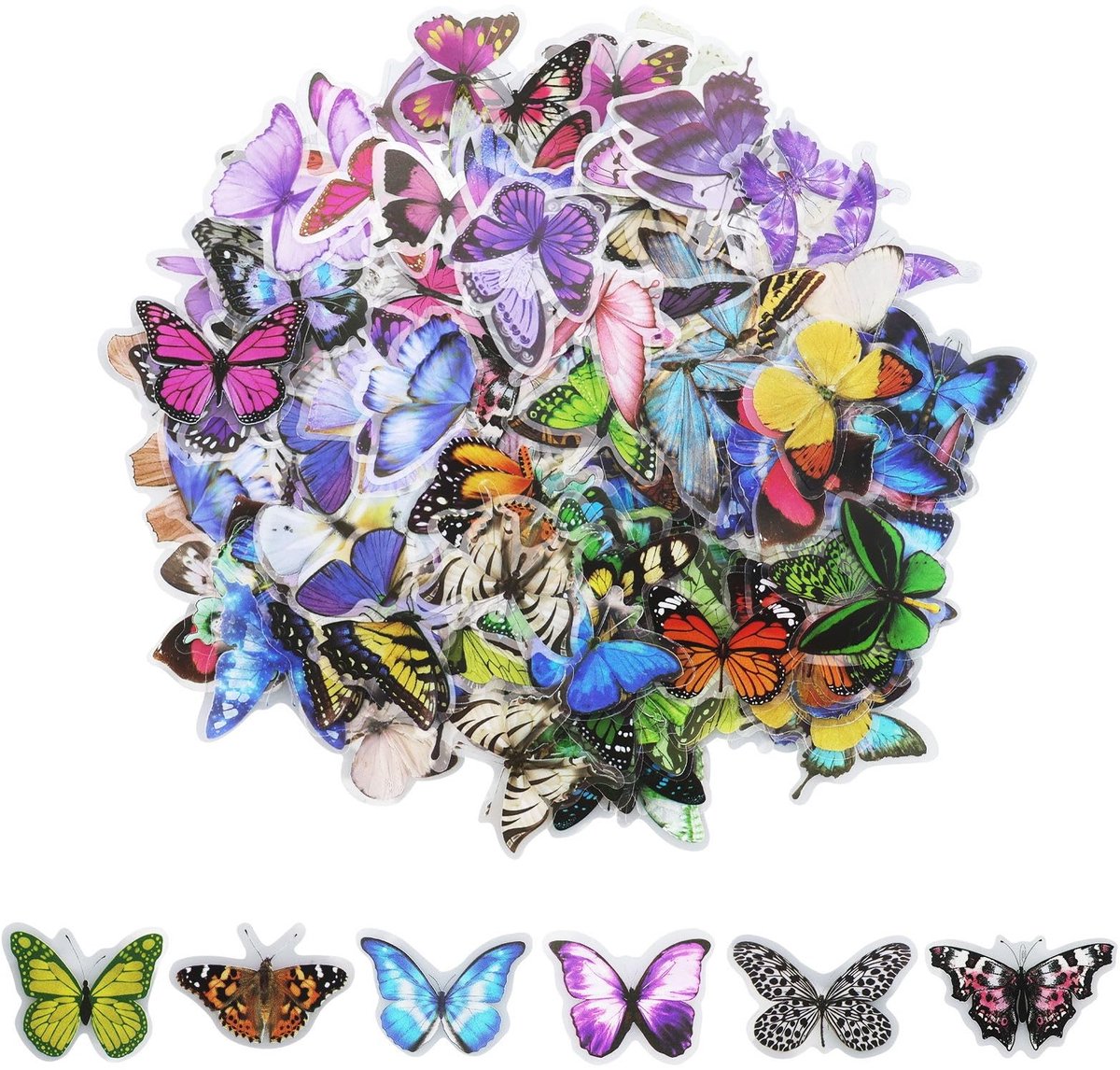 Dailygoods- Vlinderstickers 240 Stuks - Waterdicht - Kunsthars - Transparant - Decoratief - Voor Scrapbooking/Knutselwerk - Decoratiestickers