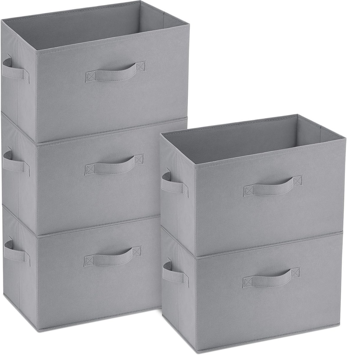 Dailygoods- Opbergdozen 5 Stuks - Opbergdoos - Vouwbaar - Grijs - 38x25x25 cm - Duurzaam Materiaal - Opbergmanden