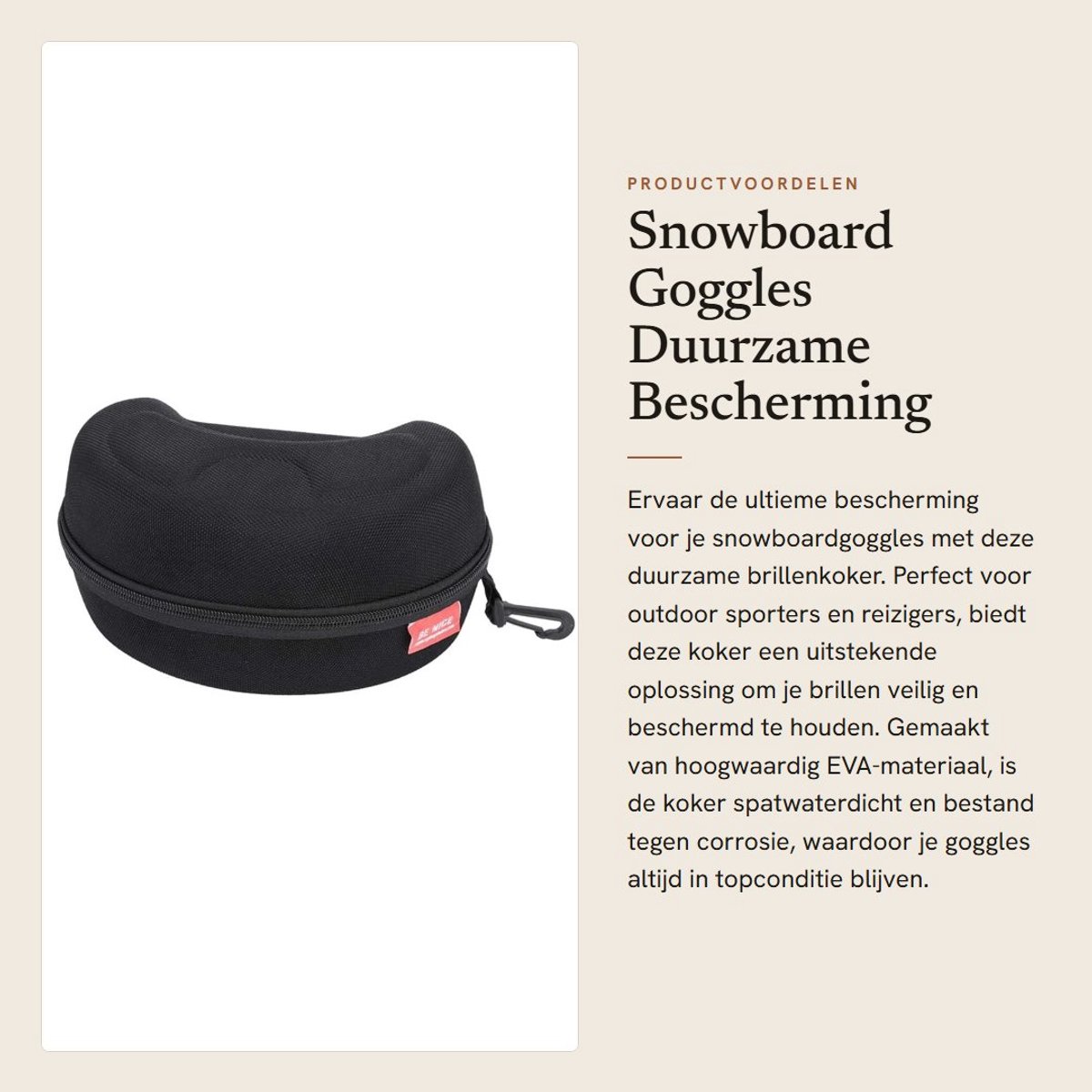 Dailygoods- Snowboard Goggles Bescherming - Brillenkoker Hard Case - Draagbaar - Lichtgewicht - Spatwaterdicht - Ritsontwerp