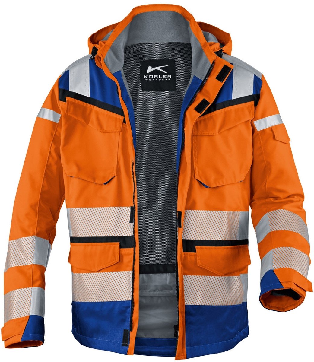 KUBLER PSA REFLECTIQ 13078332 Hi Vis Reflecterend Hardshell Werkjas HEREN Veiligheidsjas Oranje Blauw - Waterdicht