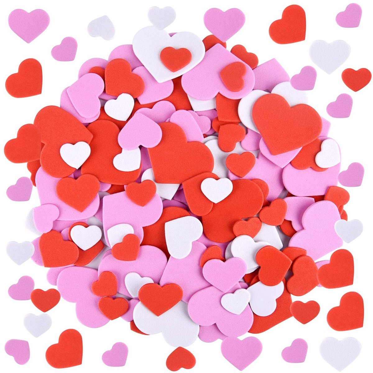 Dailygoods- Hart Stickers 300 Stuks - Zelfklevende Schuim Stickers - Gemengde Kleuren - EVA Materiaal - Decoratie Valentijnsdag - Afmetingen 1,7/2,6/4,2 cm - Decoratiestickers