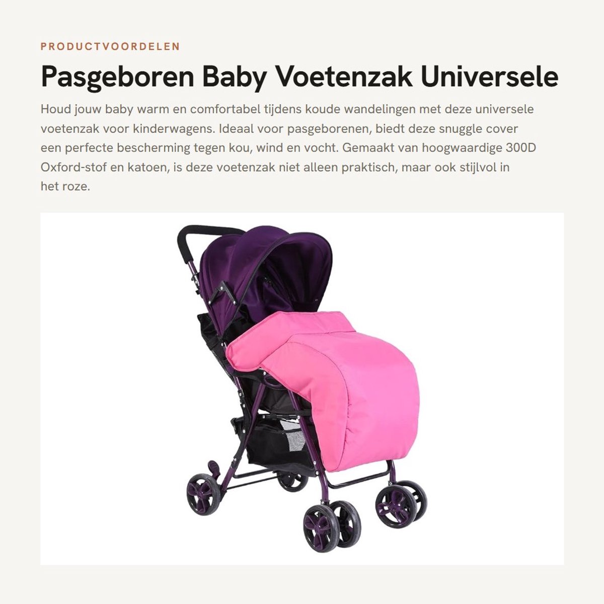 Dailygoods- Voetenzak Universeel - Winddicht - Waterdicht - 300D Oxford-stof - Geschikt voor Kinderwagen - Afmetingen 60x40 cm - Baby Voetenzak