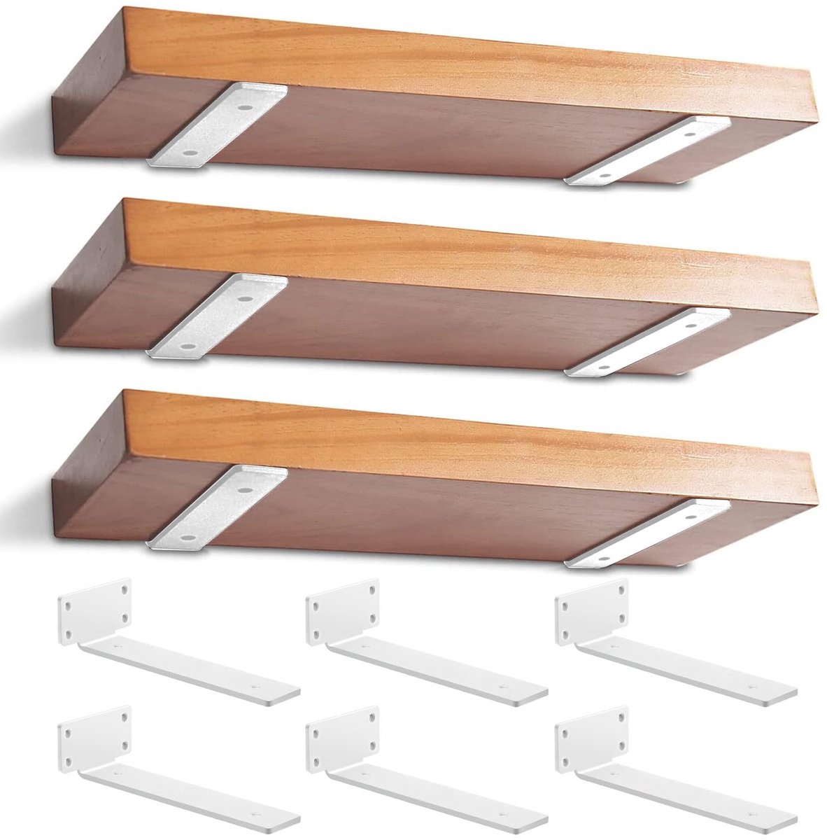 Plankdragers, 6 Stucks Robuuste Wandgemonteerde Plankdragers, L-Vormige Metalen Plankdragers voor Zwevende Planken | Home Storage (Wit/30cm)