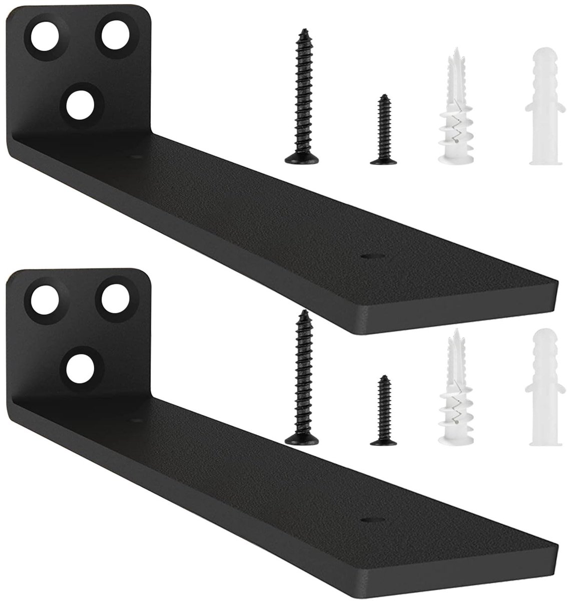 Plankdragers, 2 Stuks Robuuste Wandgemonteerde Plankdragers, L-Vormige Metalen Plankdragers voor Zwevende Planken | Home Storage (Zwart/30cm)