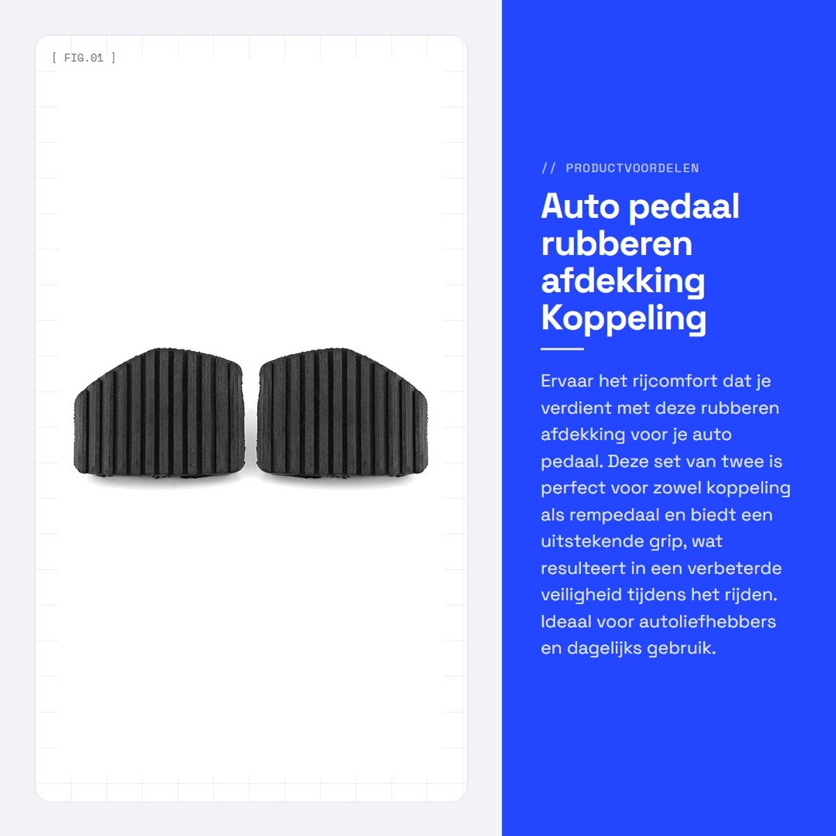 Dailygoods- Rubberen Afdekking - Auto Pedaal - Koppeling/Rempedaal - Kunststof - Zwart - Afmetingen 3,1 x 1,2 x 5,6 cm - Pedal Cover