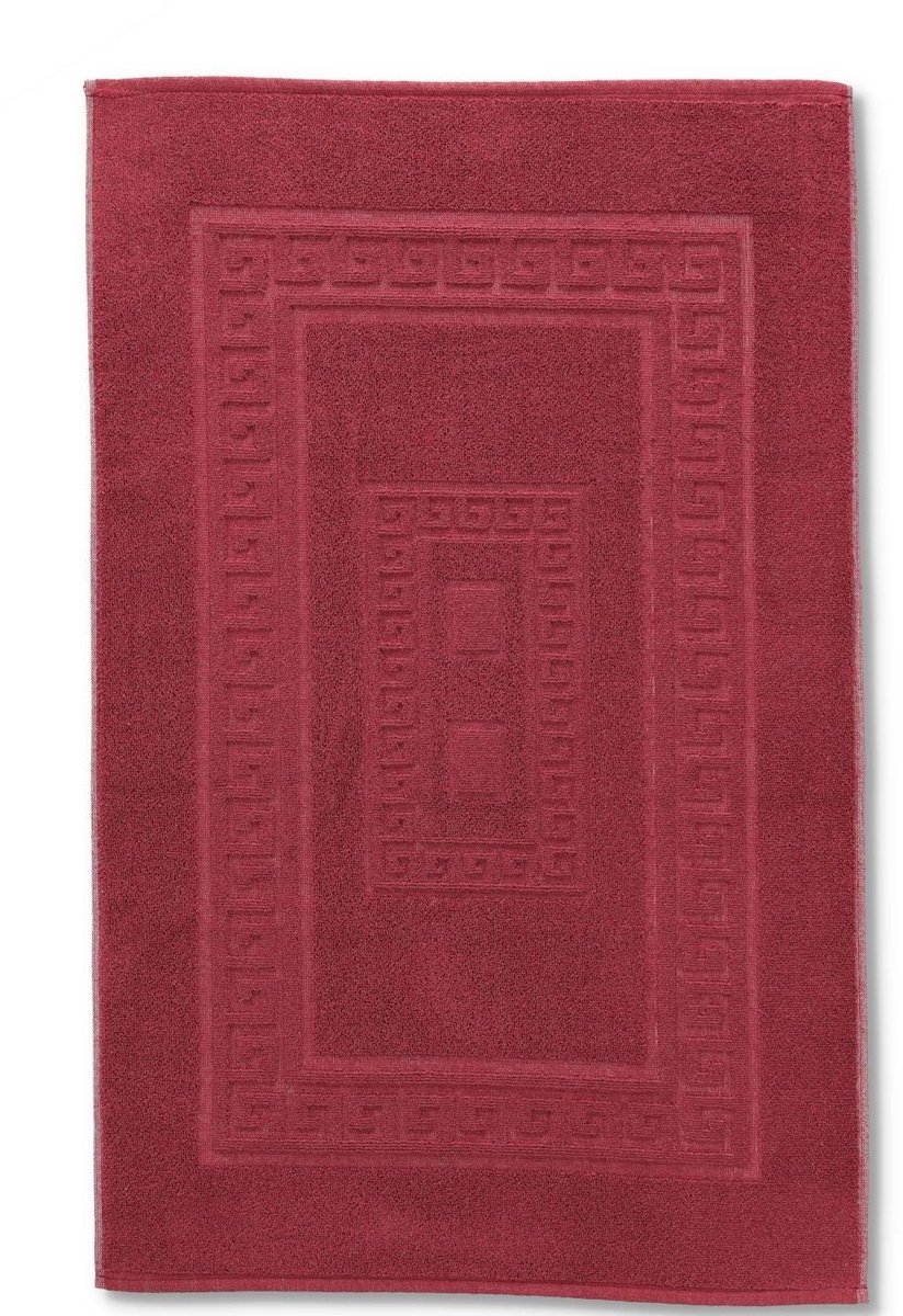 Badmat Katoen| Machinewasbaar & Omkeerbaar | Klassiek Design | Hoog Absorptievermogen | Zonder Antislip | Verkrijgbaar in Meerdere Kleuren | 60 x 180 cm Bordeaux