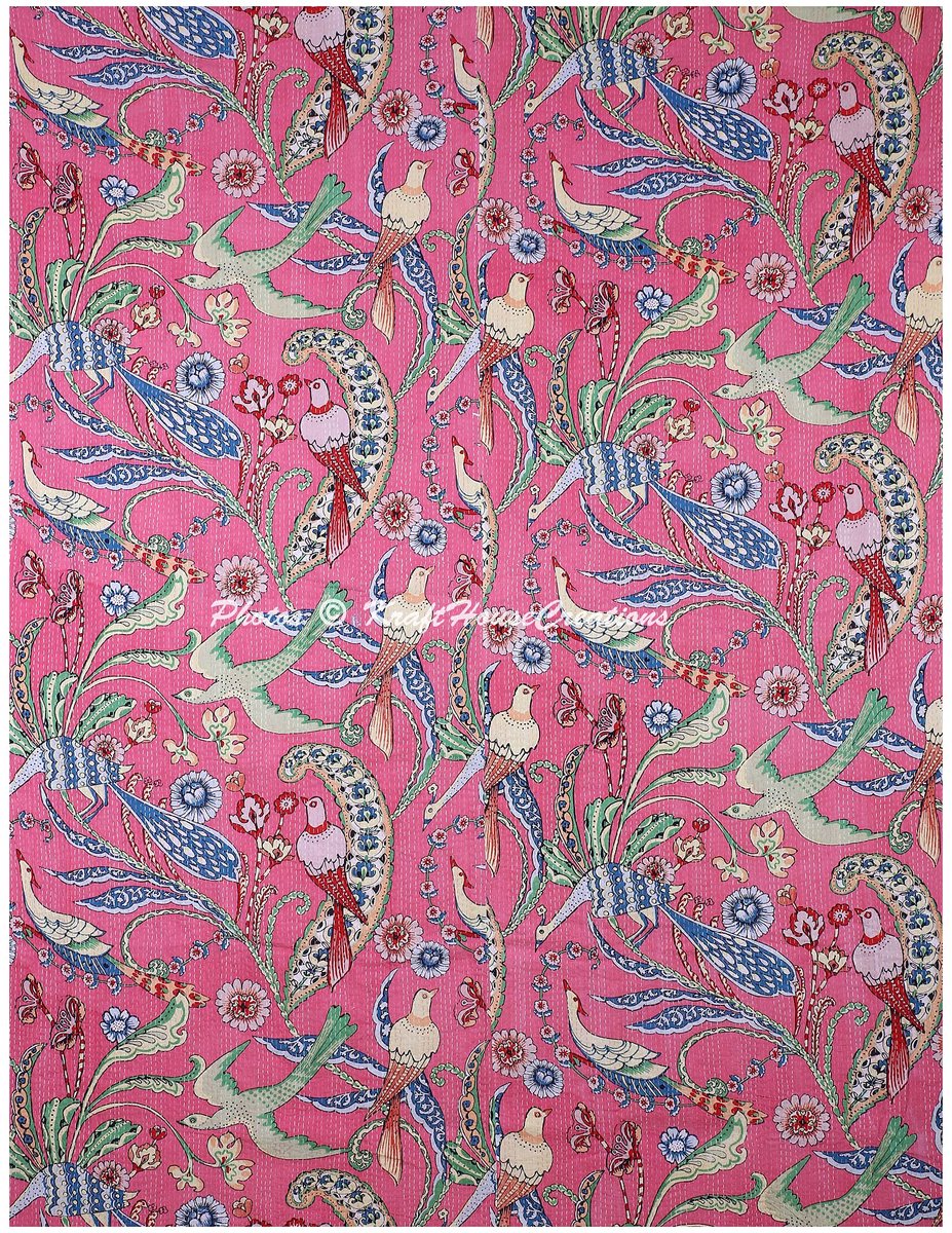 Bedsprei Roze Koningin 90X108 inch Handgemaakte Katoenen Kantha Deken