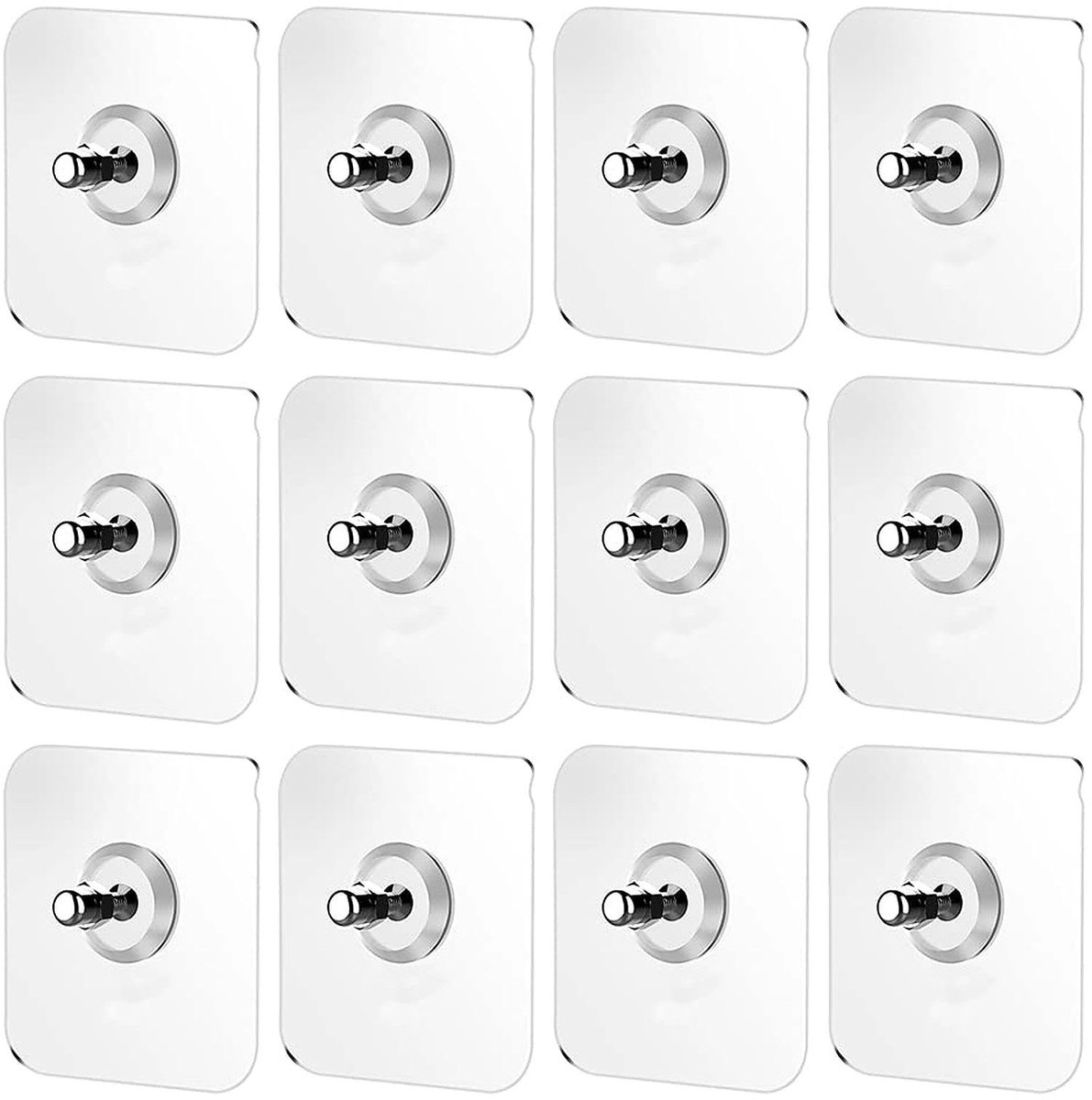 12 zelfklevende ophangnagels 7x7cm afneembare kleefschroeven muurbevestigde schroefhaak zonder sporen geen boren waterdichte doorzichtige muurhaak zonder nagels naadloze schroef voor badkamer keuken