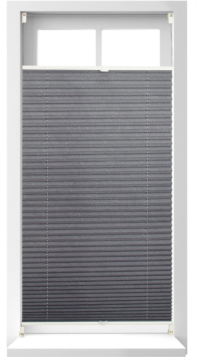 1x plisségordijn, BxH: 60 x 130 cm, zonder boren, met klemmen, om te plakken, opvouwbaar, lichtdoorlatend, grijs