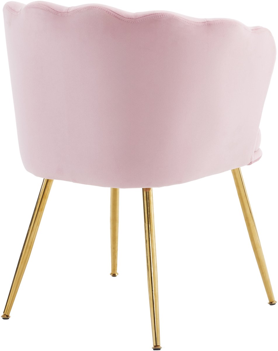 DESMIU Fauteuil Set Van 2 - Roze Velvet - Gevoerde Fauteuil Met Gouden Metalen Poten En Armleuningen - Voor Woonkamer, Slaapkamer En Eetruimte - Velvet - Roze